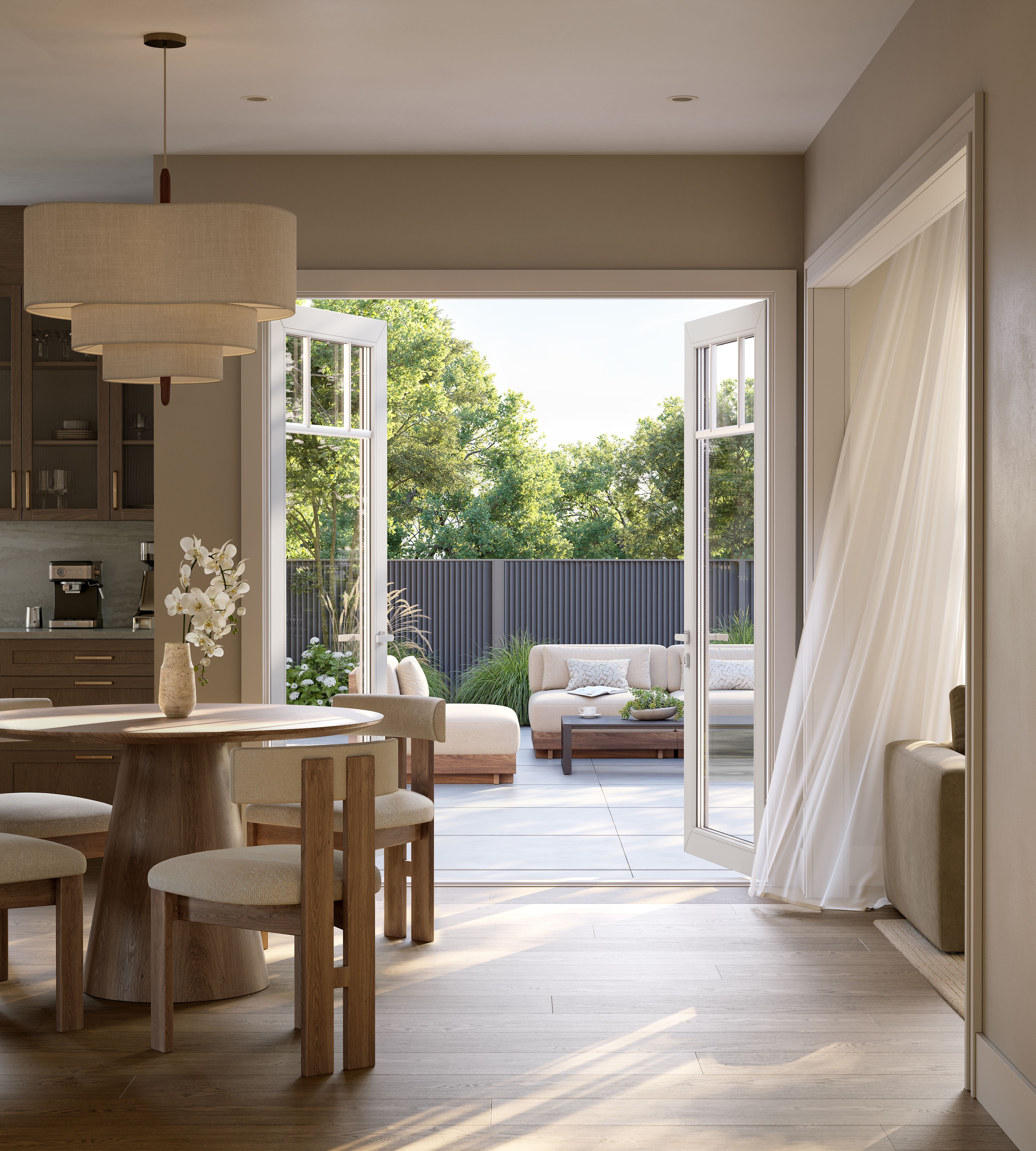 Five Oaks breakfast nook interior rendering