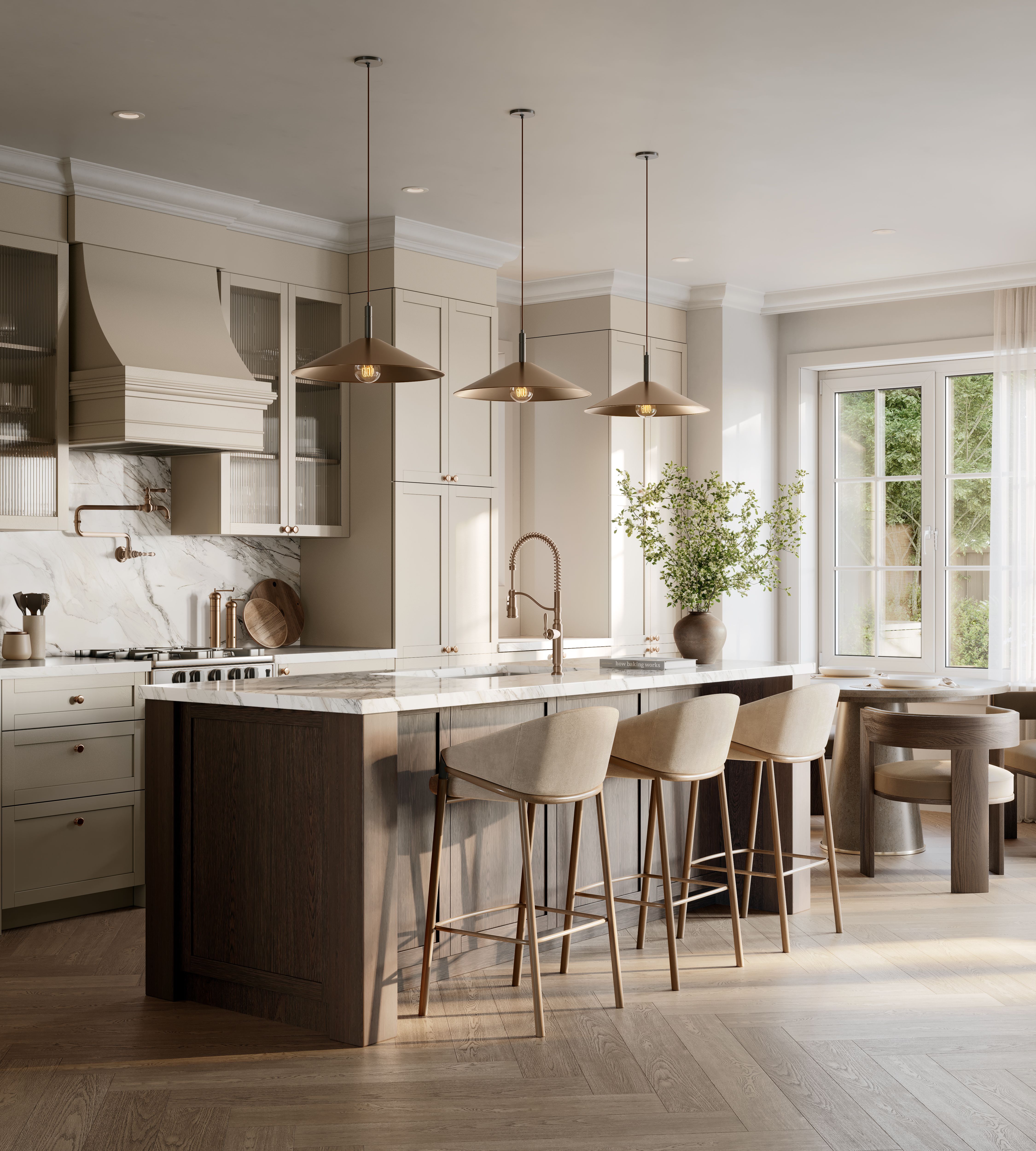 Five Oaks townhome kitchen interior rendering
